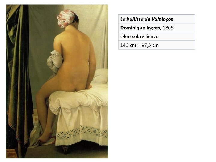 La bañista de Valpinçon Dominique Ingres, 1808 Óleo sobre lienzo 146 cm × 97,