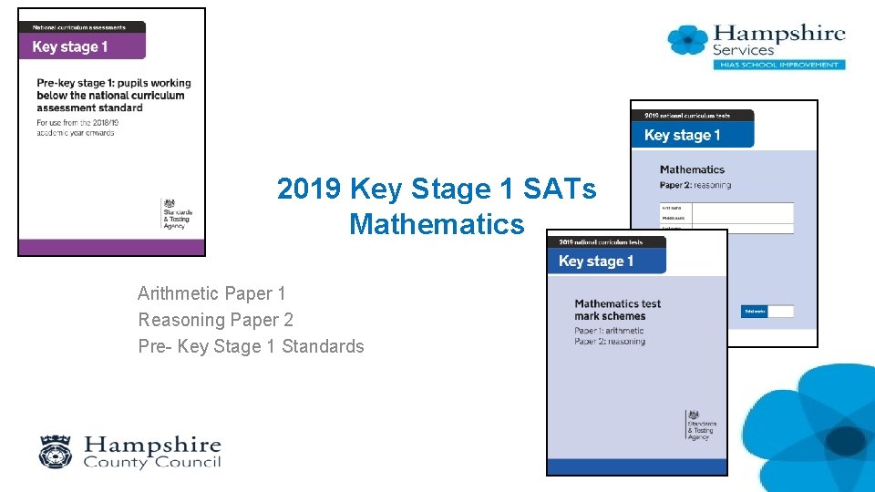2019 Key Stage 1 SATs Mathematics Arithmetic Paper 1 Reasoning Paper 2 Pre- Key