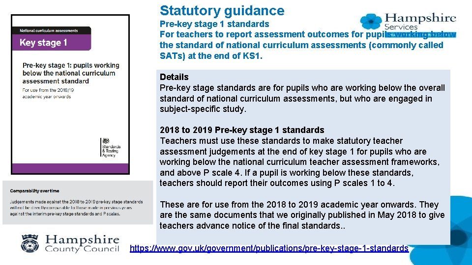 Statutory guidance Pre-key stage 1 standards For teachers to report assessment outcomes for pupils
