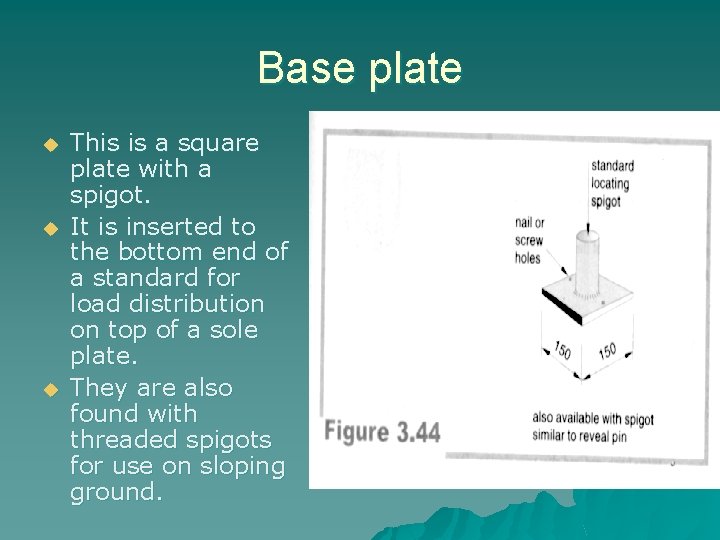 Base plate u u u This is a square plate with a spigot. It