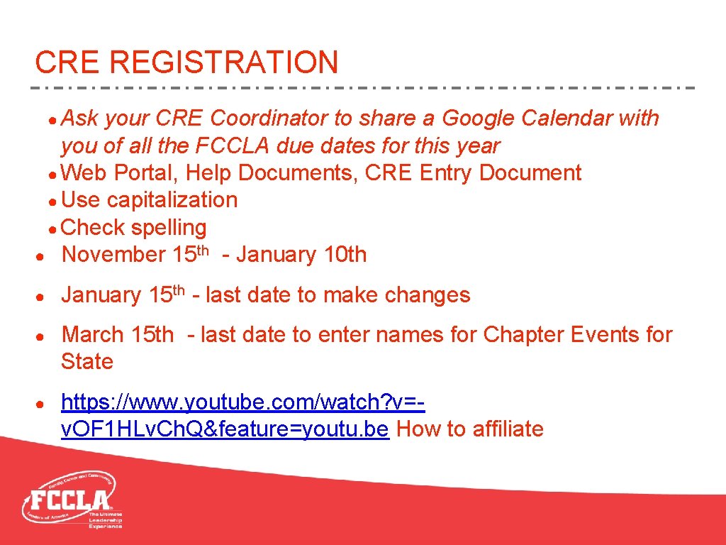 CRE REGISTRATION ● Ask your CRE Coordinator to share a Google Calendar with you