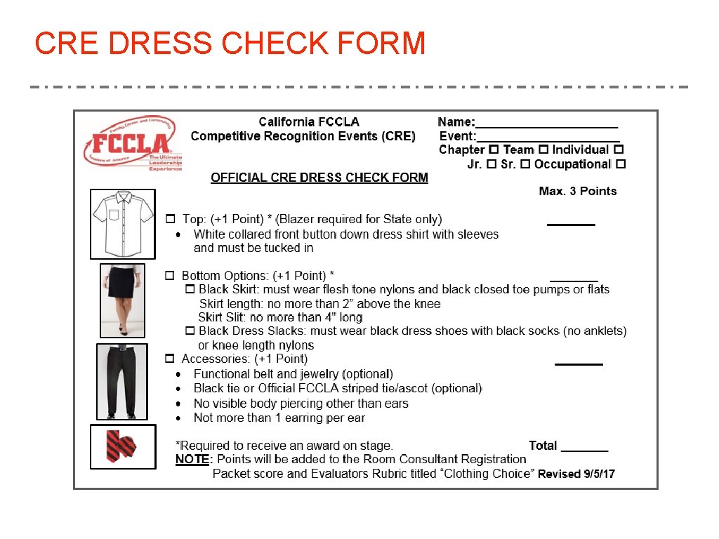 CRE DRESS CHECK FORM 