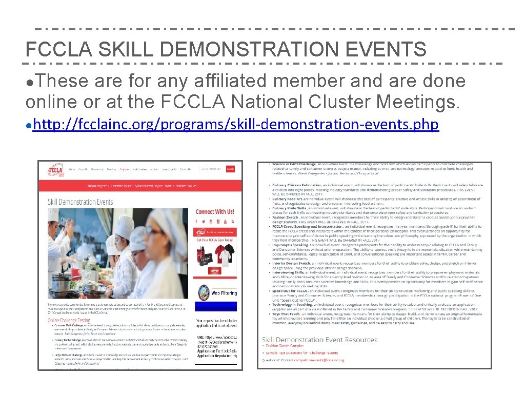 FCCLA SKILL DEMONSTRATION EVENTS ●These are for any affiliated member and are done online