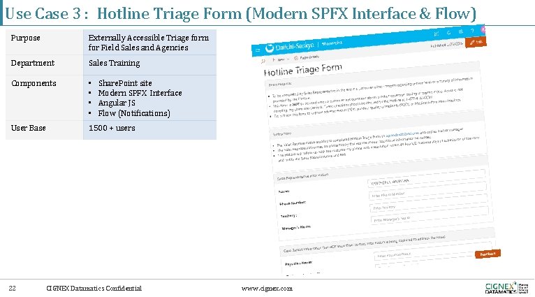 Use Case 3 : Hotline Triage Form (Modern SPFX Interface & Flow) Purpose Externally