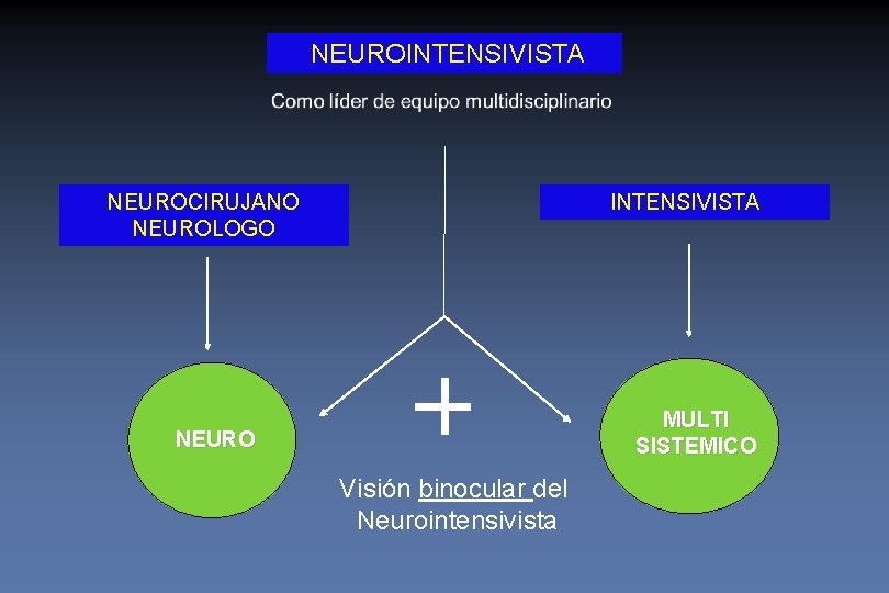 NEUROINTENSIVISTA NEUROCIRUJANO NEUROLOGO INTENSIVISTA MULTI SISTEMICO NEURO Visión binocular del Neurointensivista 