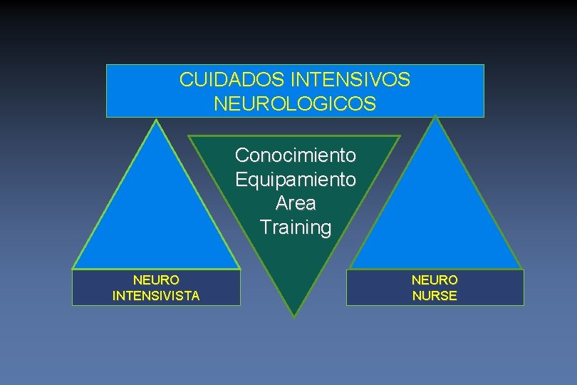 CUIDADOS INTENSIVOS NEUROLOGICOS Conocimiento Equipamiento Area Training NEURO INTENSIVISTA NEURO NURSE 