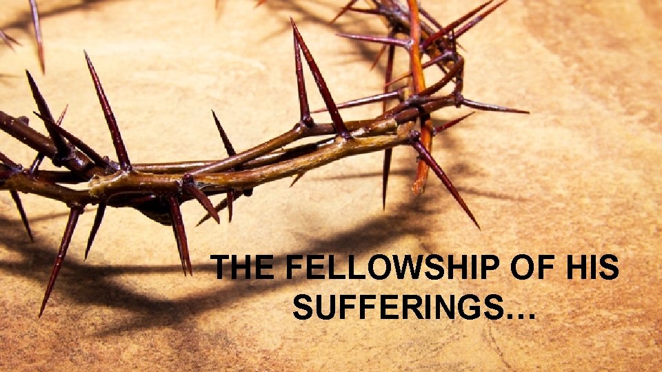 THE FELLOWSHIP OF HIS SUFFERINGS… 