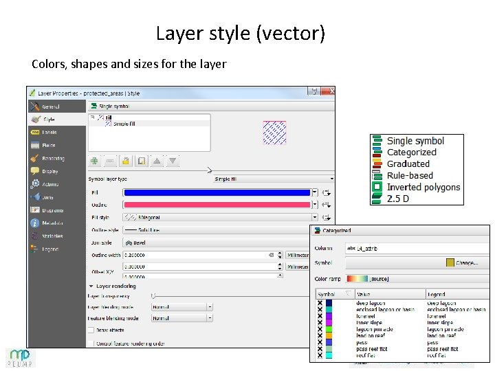 Layer style (vector) Colors, shapes and sizes for the layer 