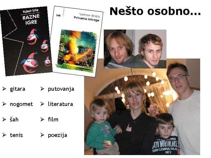 Nešto osobno… gitara putovanja nogomet literatura šah film tenis poezija 