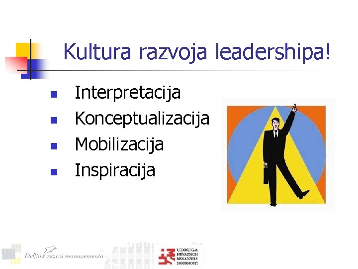 Kultura razvoja leadershipa! n n Interpretacija Konceptualizacija Mobilizacija Inspiracija 