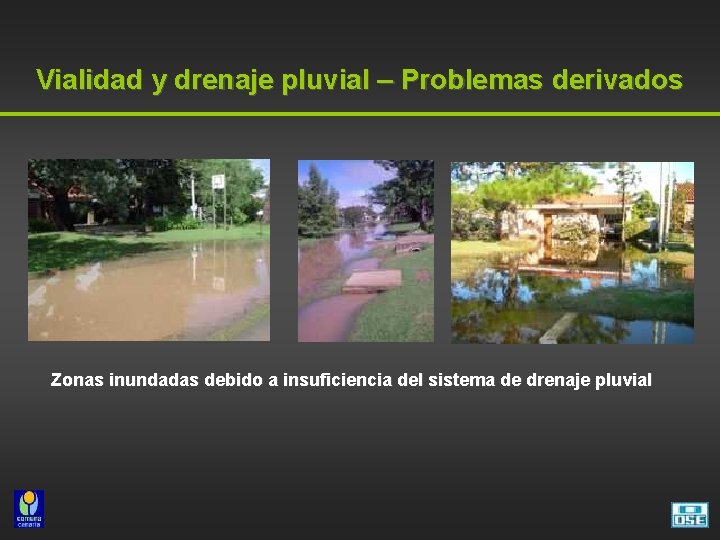 Vialidad y drenaje pluvial – Problemas derivados Zonas inundadas debido a insuficiencia del sistema