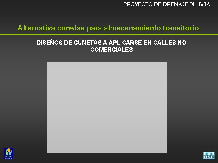PROYECTO DE DRENAJE PLUVIAL Alternativa cunetas para almacenamiento transitorio DISEÑOS DE CUNETAS A APLICARSE