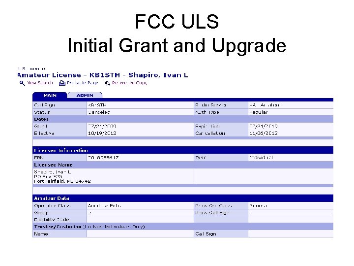 FCC ULS Initial Grant and Upgrade 