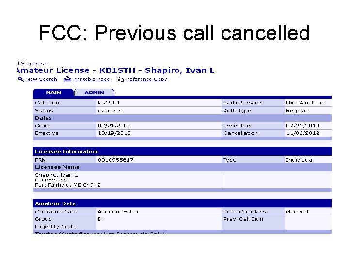 FCC: Previous call cancelled 
