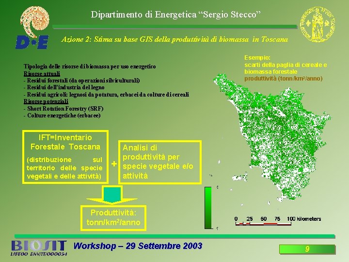 Dipartimento di Energetica “Sergio Stecco” Azione 2: Stima su base GIS della produttività di