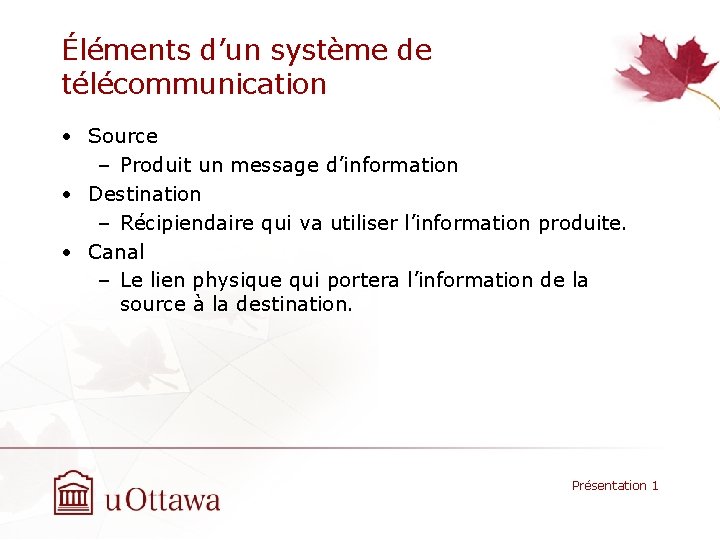ELG 3575 Introduction aux systmes de tlcommunication Rvision