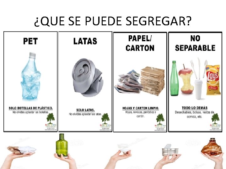 ¿QUE SE PUEDE SEGREGAR? ¿QUE SE PUEDE SEGREGAR?