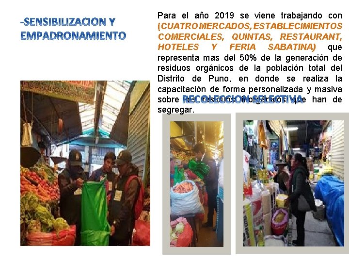 Para el año 2019 se viene trabajando con (CUATRO MERCADOS, ESTABLECIMIENTOS COMERCIALES, QUINTAS, RESTAURANT, Para el año 2019 se viene trabajando con (CUATRO MERCADOS, ESTABLECIMIENTOS COMERCIALES, QUINTAS, RESTAURANT,