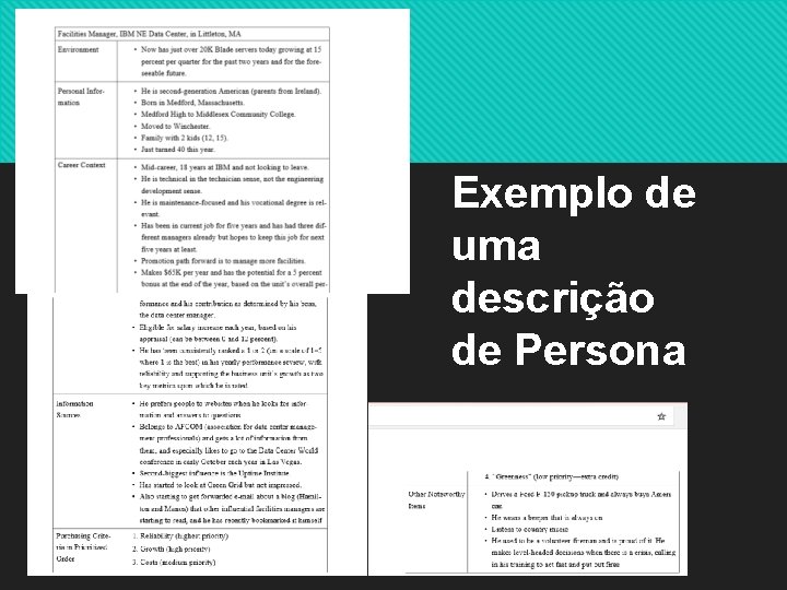 Exemplo de uma descrição de Persona 