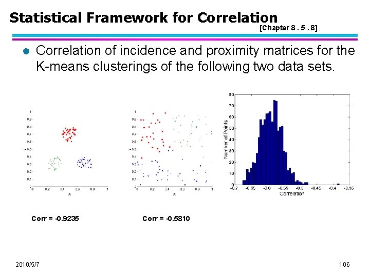 Statistical Framework for Correlation [Chapter 8. 5. 8] l Correlation of incidence and proximity