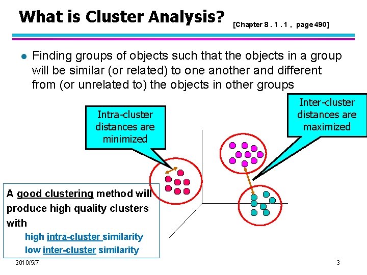 What is Cluster Analysis? l [Chapter 8. 1. 1 , page 490] Finding groups