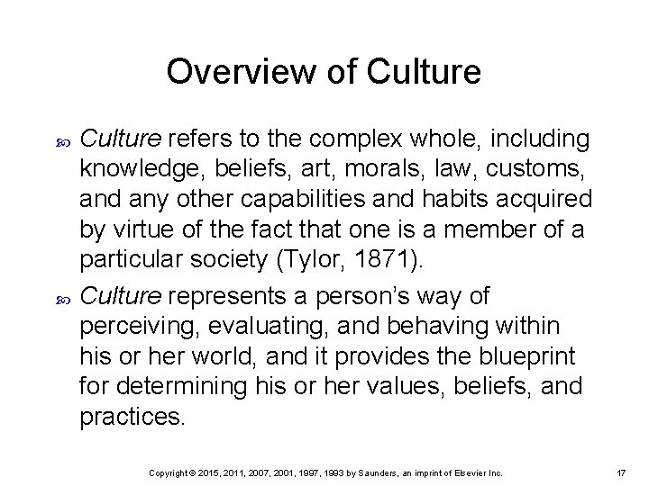 Overview of Culture refers to the complex whole, including knowledge, beliefs, art, morals, law,