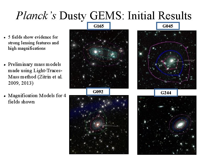 Planck’s Dusty GEMS: Initial Results G 165 G 045 5 fields show evidence for