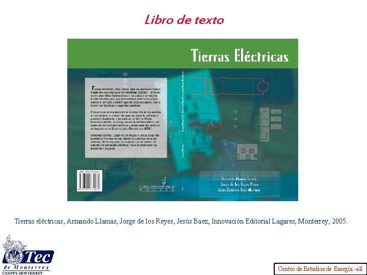 Libro de texto Tierras eléctricas, Armando Llamas, Jorge de los Reyes, Jesús Baez, Innovación