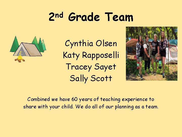 2 nd Grade Team Cynthia Olsen Katy Rapposelli Tracey Sayet Sally Scott Combined we