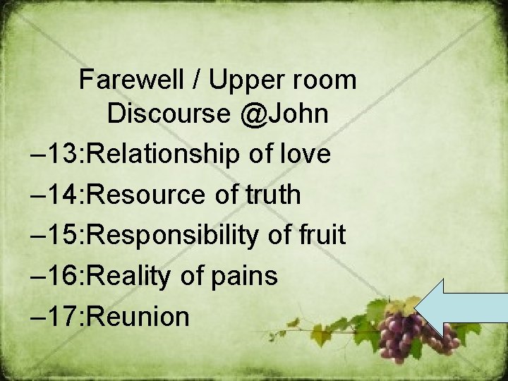 Farewell / Upper room Discourse @John – 13: Relationship of love – 14: Resource