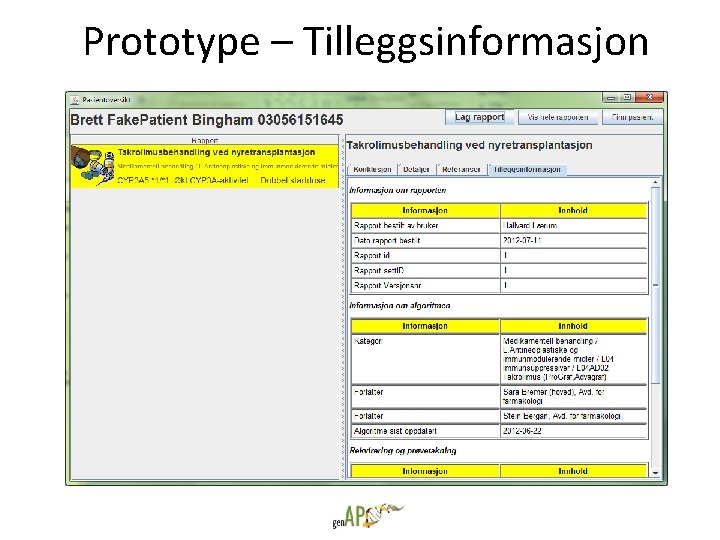 Prototype – Tilleggsinformasjon 