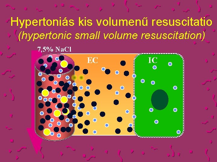 Hypertoniás kis volumenű resuscitatio (hypertonic small volume resuscitation) 7, 5% Na. Cl EC IC