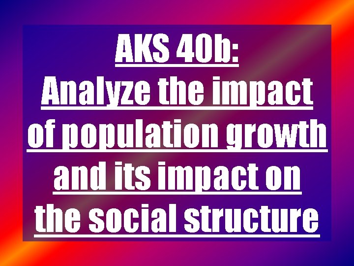AKS 40 b: Analyze the impact of population growth and its impact on the