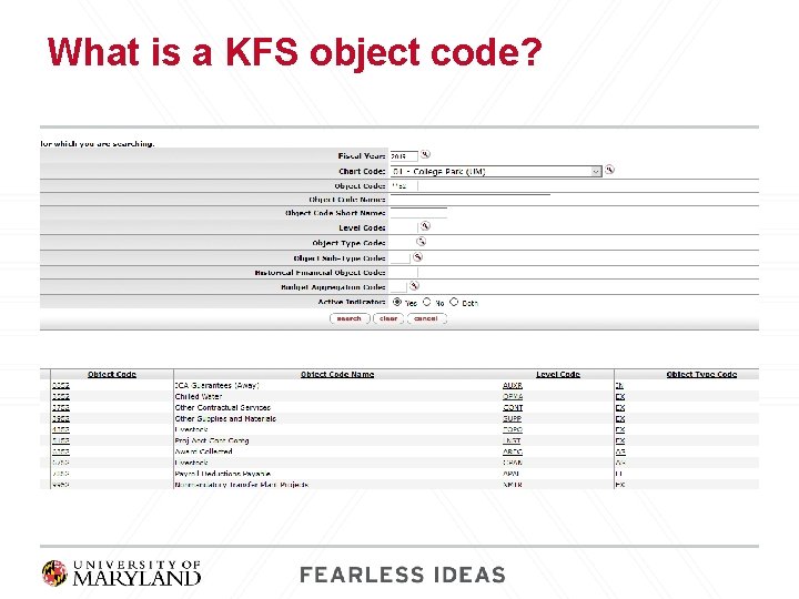 What is a KFS object code? 