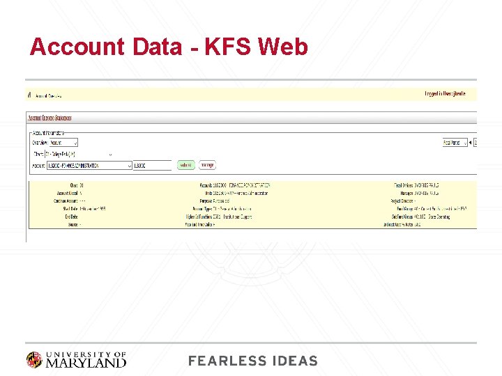 Account Data - KFS Web 