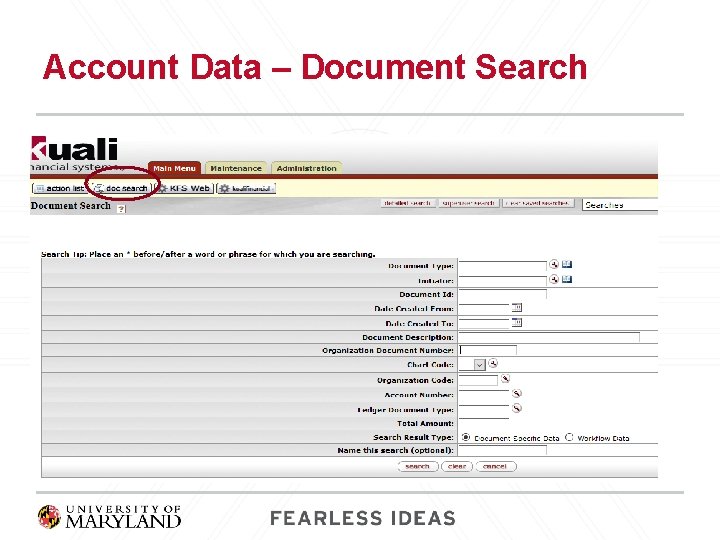 Account Data – Document Search 