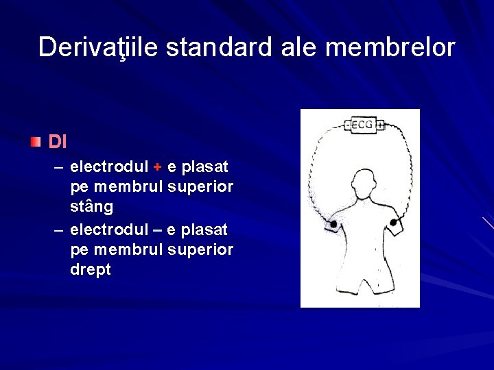 Derivaţiile standard ale membrelor DI – electrodul + e plasat pe membrul superior stâng