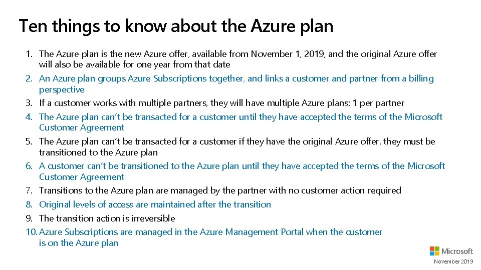 Ten things to know about the Azure plan 1. The Azure plan is the Ten things to know about the Azure plan 1. The Azure plan is the