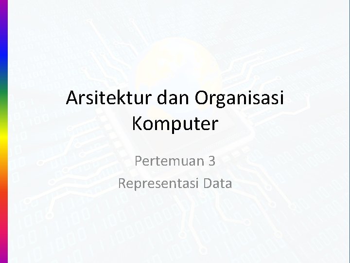 Arsitektur dan Organisasi Komputer Pertemuan 3 Representasi Data 