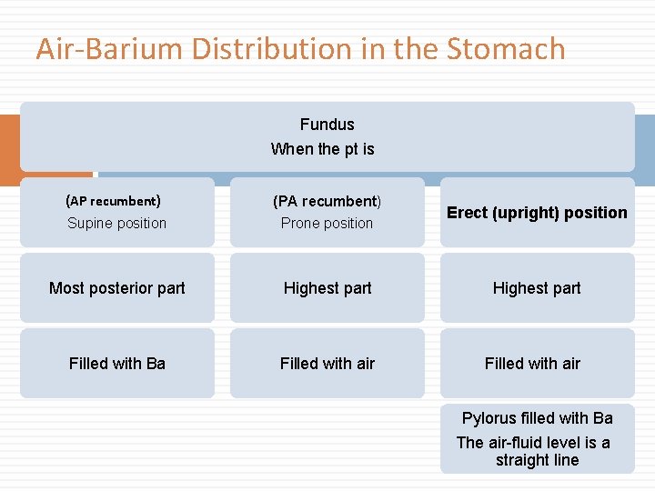 Air-Barium Distribution in the Stomach Fundus When the pt is Label: 1, 2 (AP