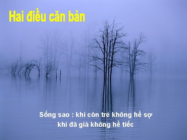 Sống sao : khi còn trẻ không hề sợ khi đã già không hề