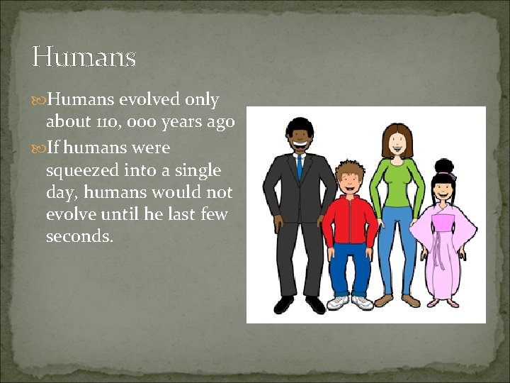 Humans evolved only about 110, 000 years ago If humans were squeezed into a