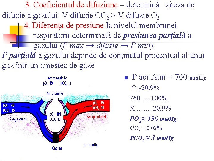 3. Coeficientul de difuziune – determină viteza de difuzie a gazului: V difuzie CO 3. Coeficientul de difuziune – determină viteza de difuzie a gazului: V difuzie CO