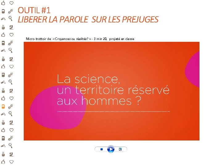 OUTIL #1 LIBERER LA PAROLE SUR LES PREJUGES Micro-trottoir de « Croyances ou réalités? OUTIL #1 LIBERER LA PAROLE SUR LES PREJUGES Micro-trottoir de « Croyances ou réalités?