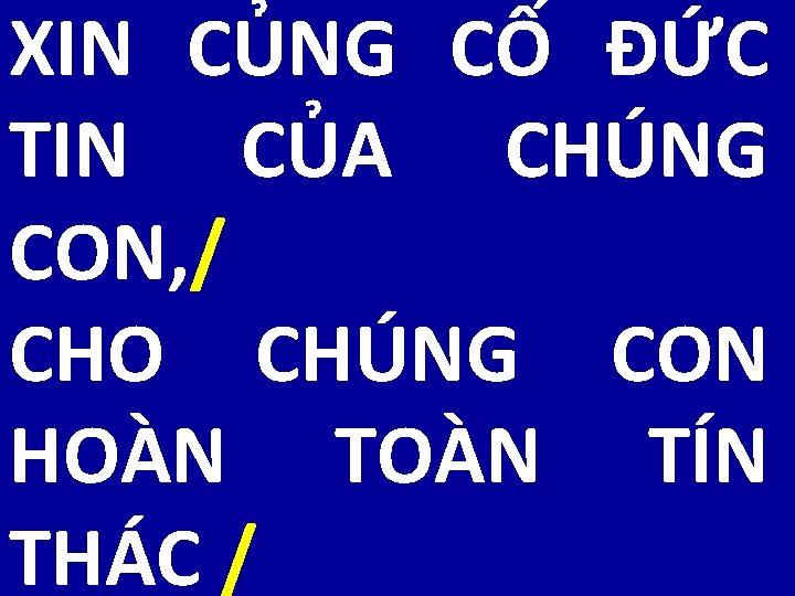 XIN CỦNG CỐ ĐỨC TIN CỦA CHÚNG CON, / CHO CHÚNG CON HOÀN TÍN