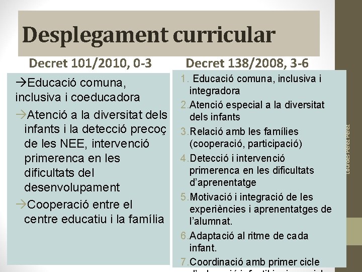 Desplegament curricular Educació comuna, inclusiva i coeducadora Atenció a la diversitat dels infants i Desplegament curricular Educació comuna, inclusiva i coeducadora Atenció a la diversitat dels infants i