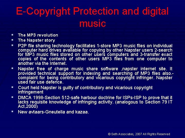 E-Copyright Protection and digital music § The MP 3 revolution § The Napster story