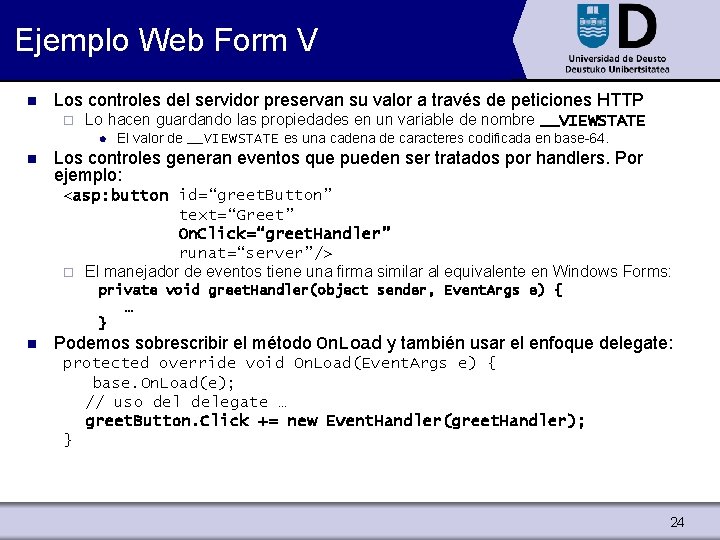 Ejemplo Web Form V n Los controles del servidor preservan su valor a través