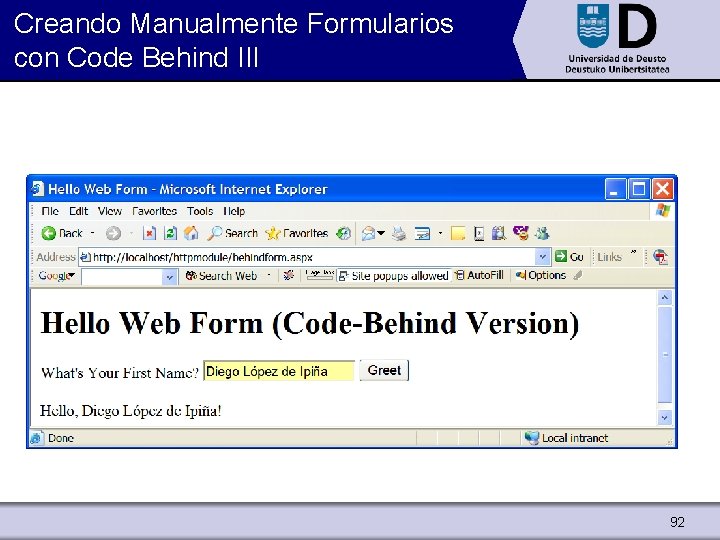 Creando Manualmente Formularios con Code Behind III 92 