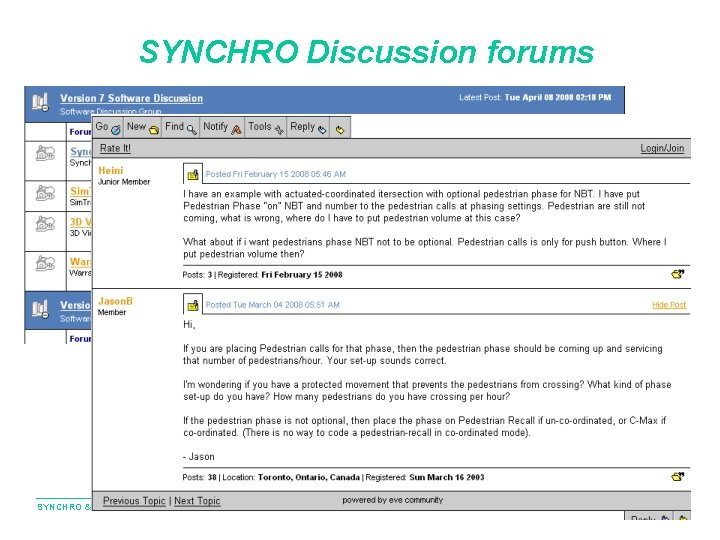 SYNCHRO Discussion forums SYNCHRO & SIMTRAFFIC 